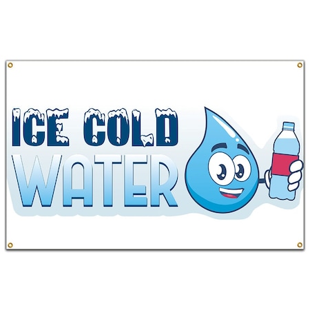 Ice Cold Water Banner Heavy Duty 13 Oz Vinyl With Grommets